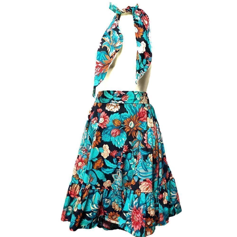 Vintage 80s Square Up Fashions Floral Skater A-Line Cottagecore Western Square D